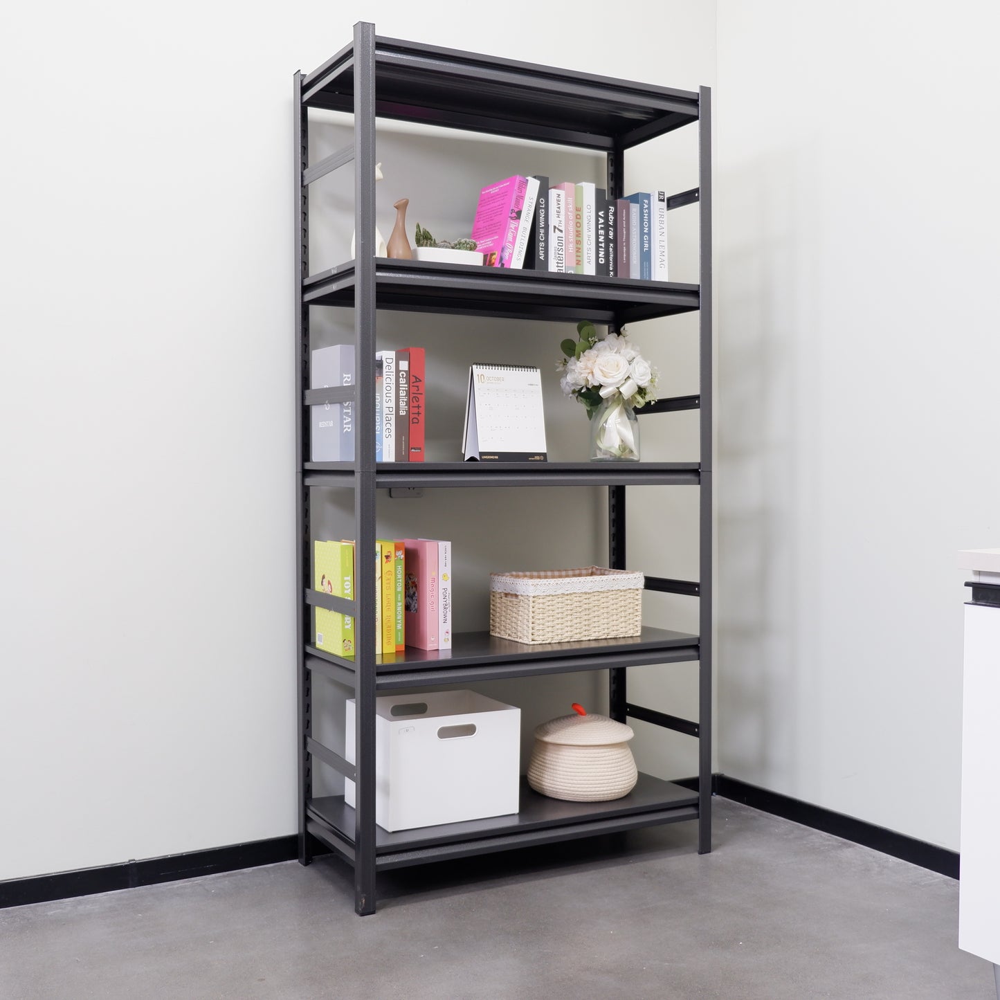 Storage Shelves 5 Tier Heavy Duty Metal Shelving Unit Adjustable Shelving Units and Storage Rack Kitchen Garage Shelf H72 * W35.4 * D15.7