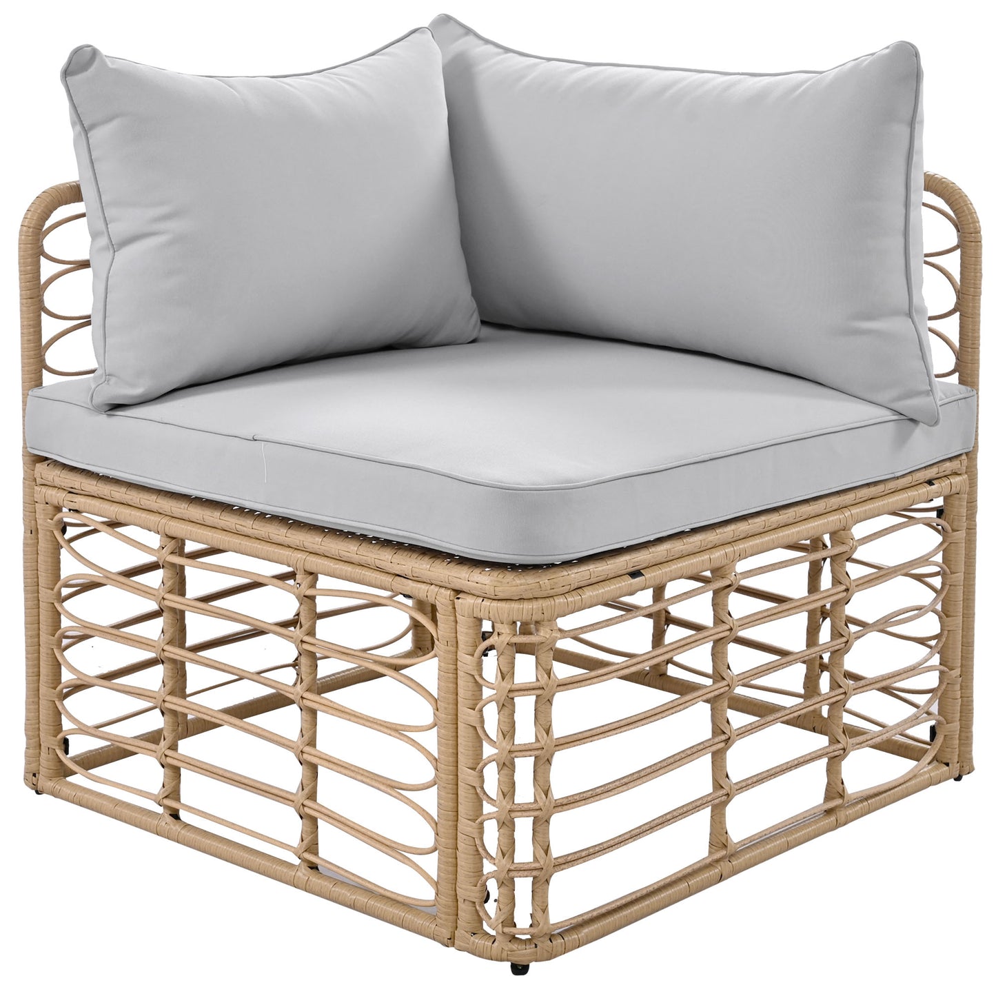 GO 7 Pieces Outdoor Patio Furniture, All-Weather Rattan Sectional Sofa Set with Thick Cushions and Pillows, Freely Combined Conversation Sets for Garden, Backyard, Balcony, Gray