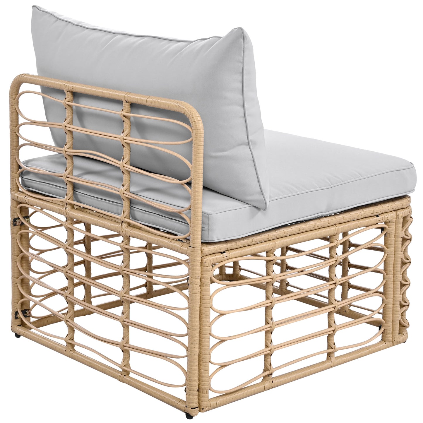 GO 7 Pieces Outdoor Patio Furniture, All-Weather Rattan Sectional Sofa Set with Thick Cushions and Pillows, Freely Combined Conversation Sets for Garden, Backyard, Balcony, Gray
