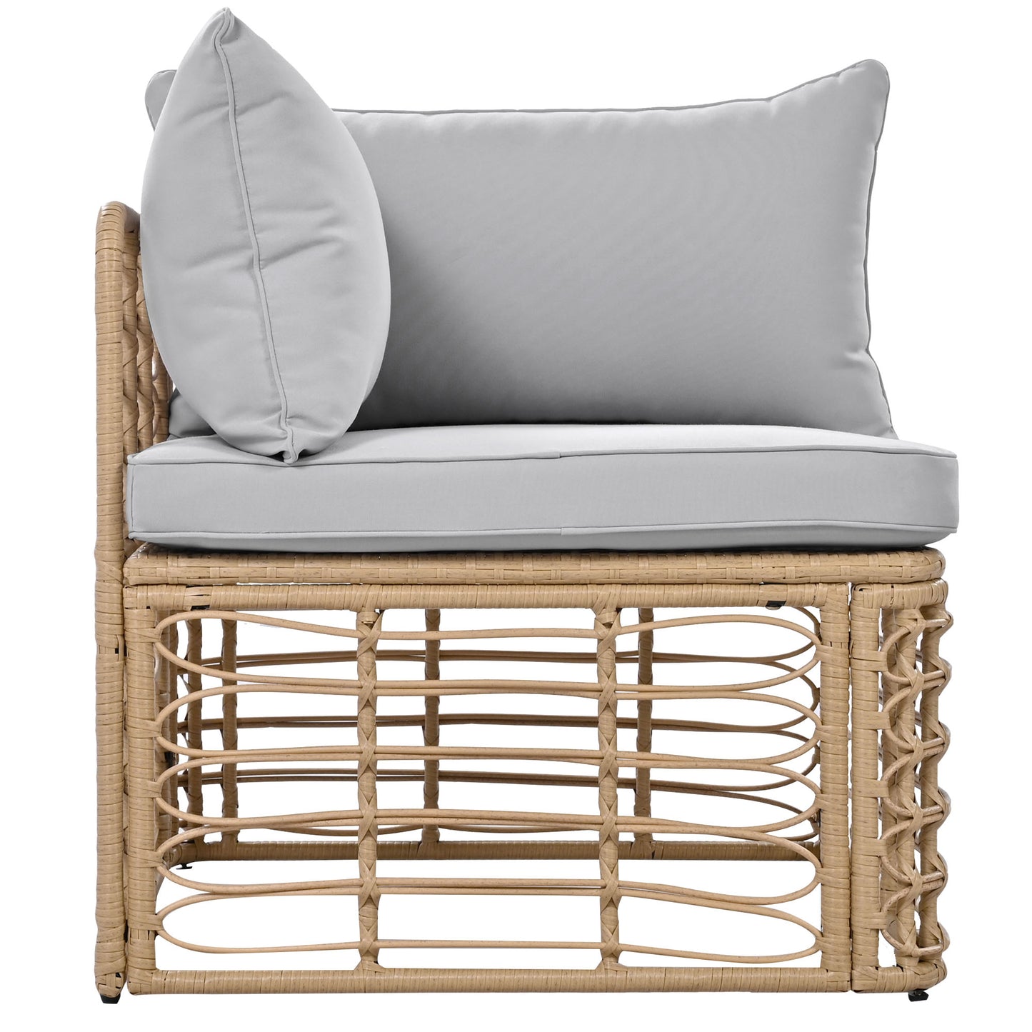 GO 7 Pieces Outdoor Patio Furniture, All-Weather Rattan Sectional Sofa Set with Thick Cushions and Pillows, Freely Combined Conversation Sets for Garden, Backyard, Balcony, Gray