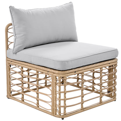 GO 7 Pieces Outdoor Patio Furniture, All-Weather Rattan Sectional Sofa Set with Thick Cushions and Pillows, Freely Combined Conversation Sets for Garden, Backyard, Balcony, Gray