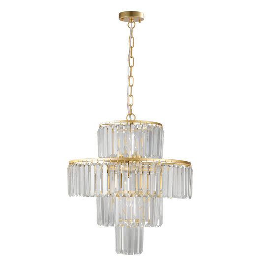 20" Modern Crystal Chandelier with Gold Finish, 4-Tier Design for Dining Room or Living Room, Elegant Crystal Pendant Light Fixture (Bulb Not Included)