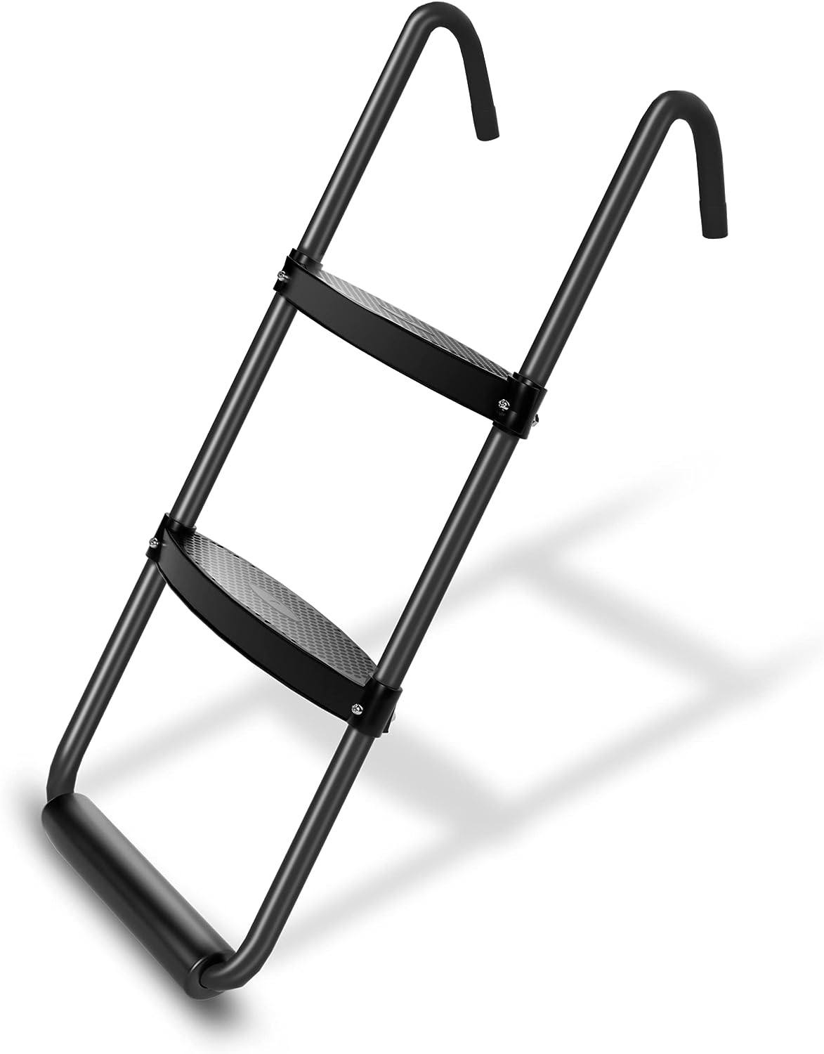 Simple Deluxe Trampoline Ladder with Horizontal Wide Steps Skid-Proof Steps Simple Deluxe 12FT 14FT Trampoline Stairs Accessories, Universal Hook UV Treated Steel 220 lbs, Trampoline Parts Black