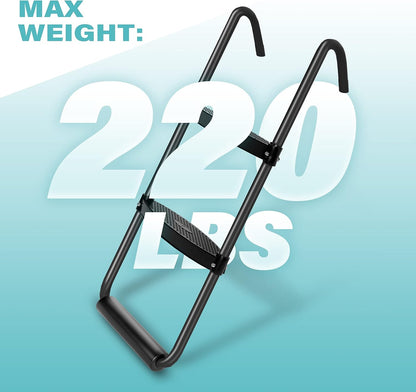 Simple Deluxe Trampoline Ladder with Horizontal Wide Steps Skid-Proof Steps Simple Deluxe 12FT 14FT Trampoline Stairs Accessories, Universal Hook UV Treated Steel 220 lbs, Trampoline Parts Black