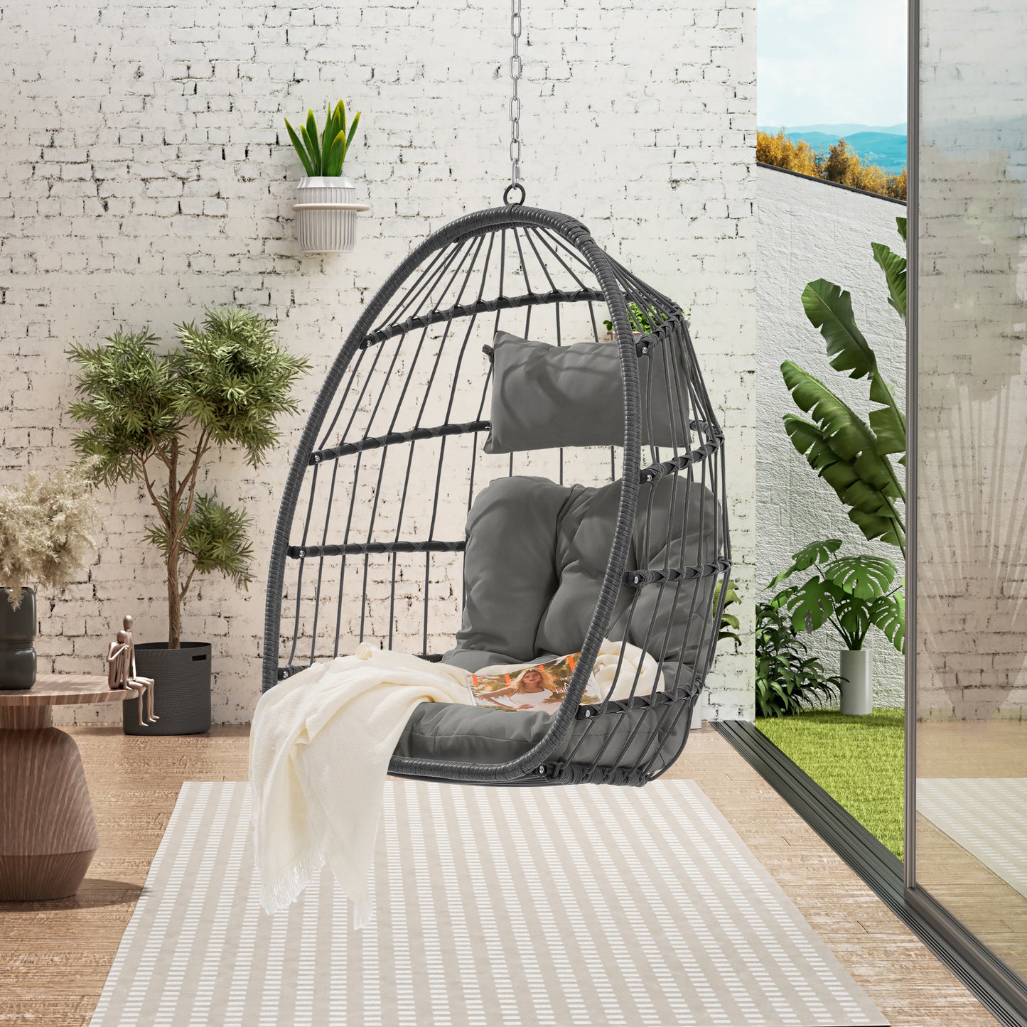 Outdoor Garden Rattan Egg Swing Chair Hanging Chair
