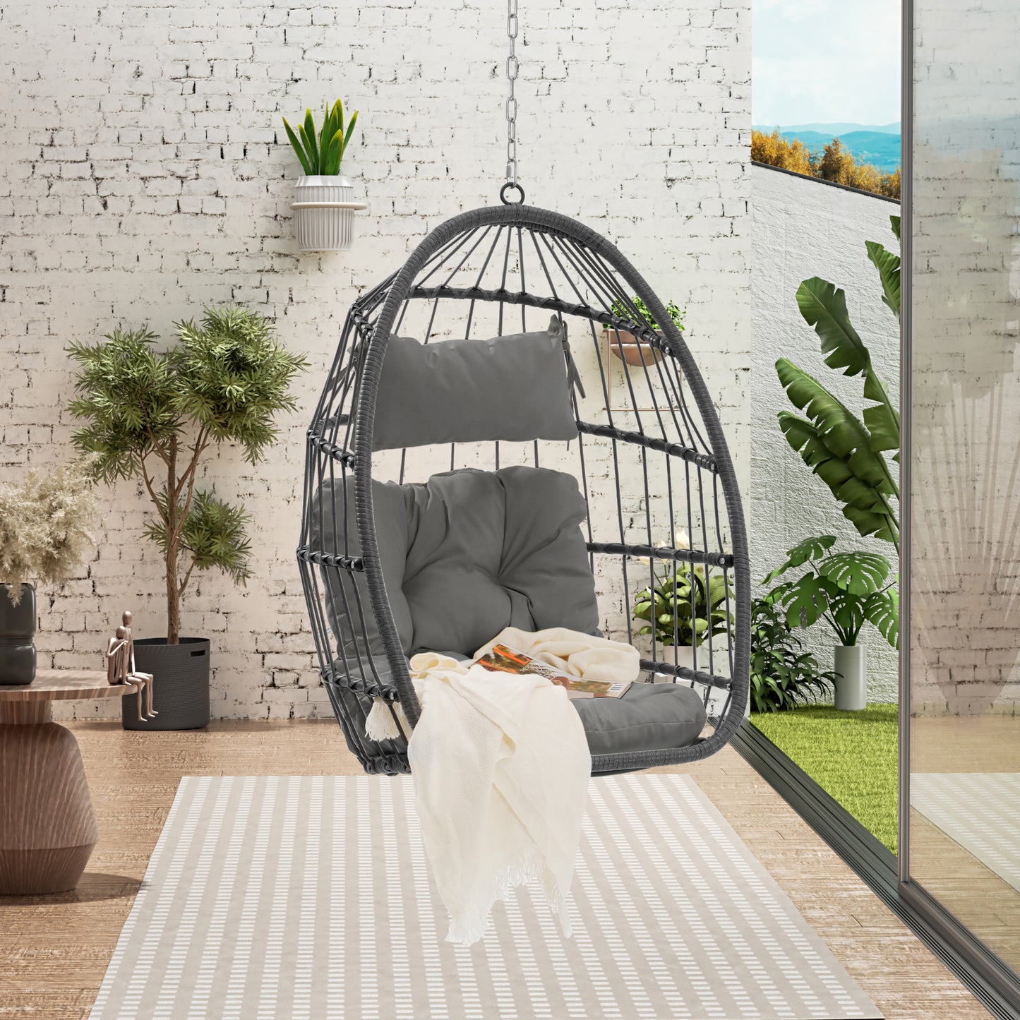 Outdoor Garden Rattan Egg Swing Chair Hanging Chair