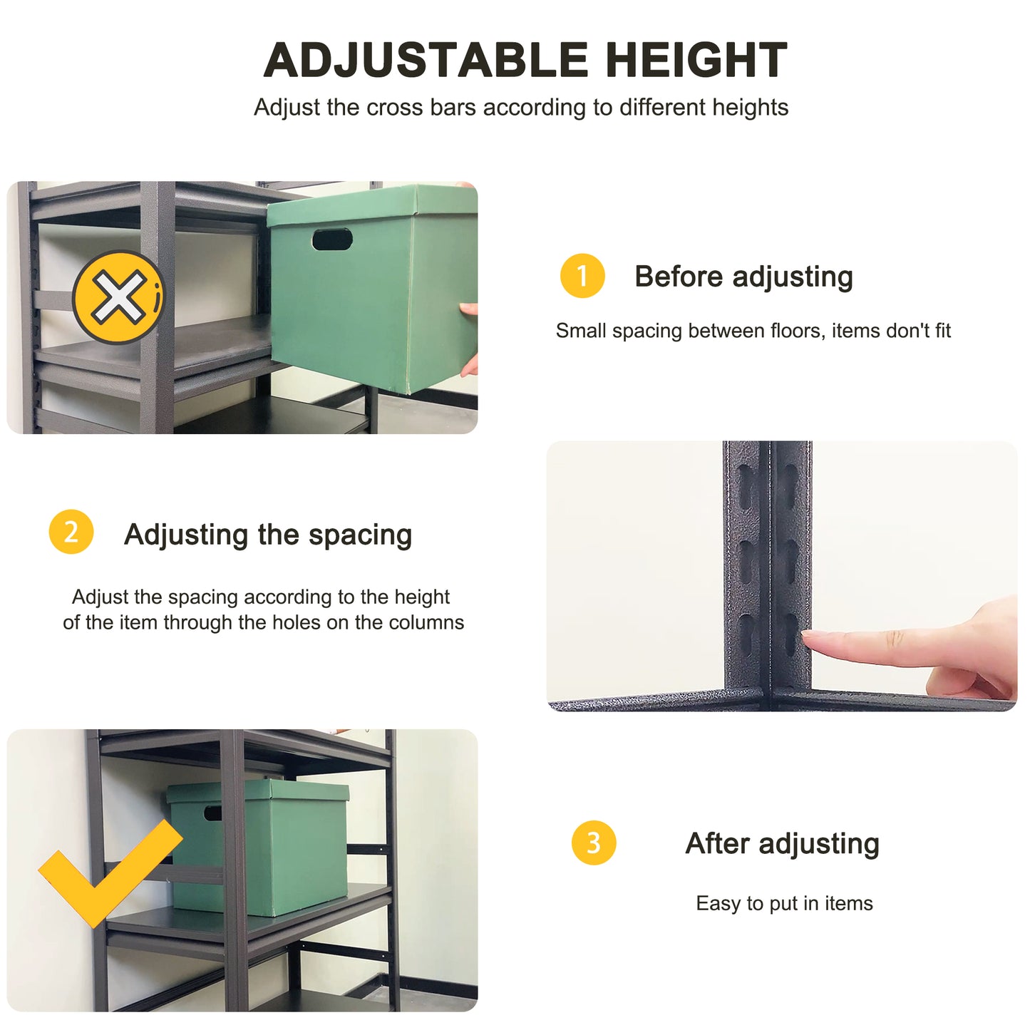 Storage Shelves 5 Tier Heavy Duty Metal Shelving Unit Adjustable Shelving Units and Storage Rack Kitchen Garage Shelf H72 * W47.2 * D23.6