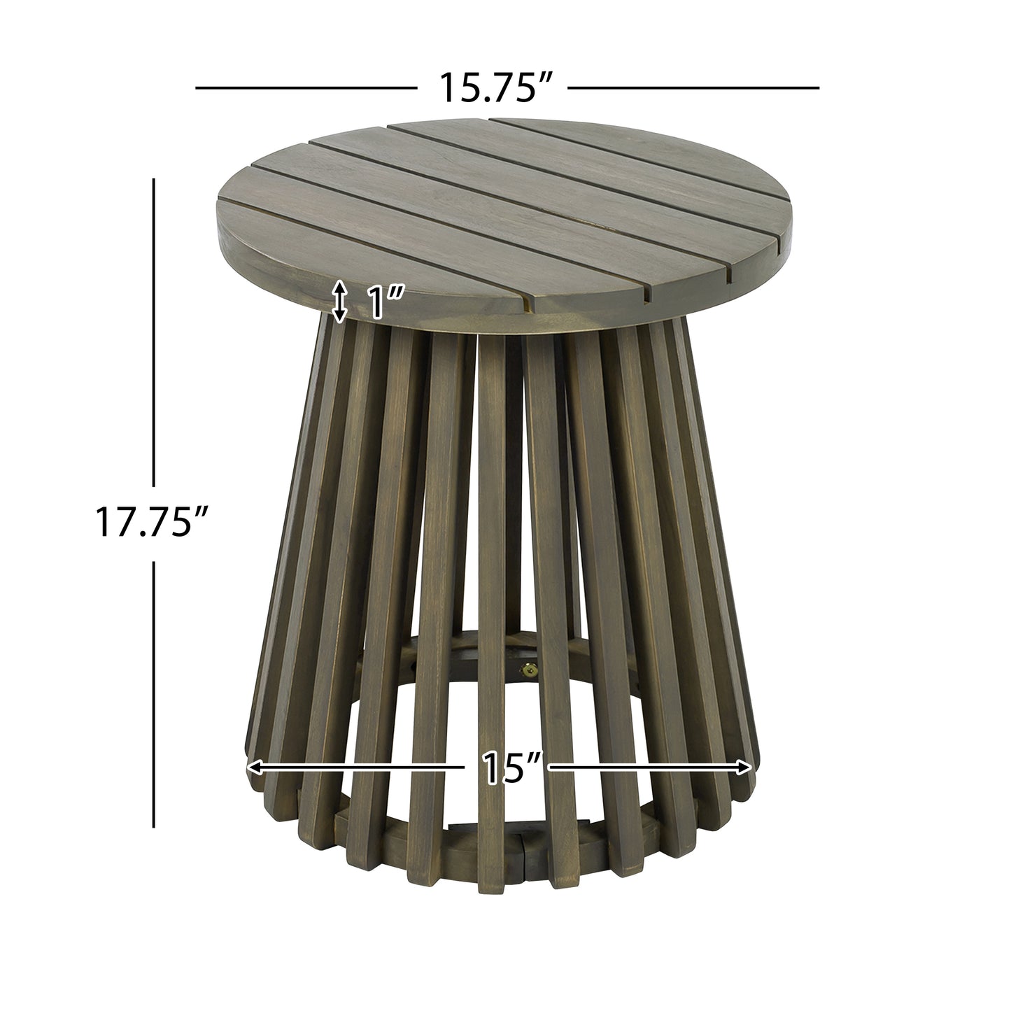 Patio Set Outdoor Acacia Wood Furniture Sets-Modern Club Chair Conversation Sets with Foldable End Table for Garden, Patio & Deck (Grey Finish+Cream)