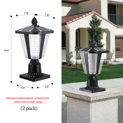 15"(H) Solar Powered Outdoor Lantern, Modern Garden Light with LED for Pathways, Yards, and Driveways (2-Pack)