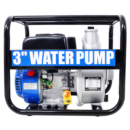 Semi Trash Pump 3 inch, 209cc 7HP 4 stroke OHV ENGINE, Gas Powered Semi Trash Water Pump  50 ft Discharge Hose, 12 ft Suction Hose with Complete Fittings,EPA compliant