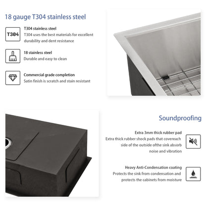 33 Inch Undermount Sink - 33"x19"x9" Undermount Stainless Steel Kitchen Sink 18 Gauge 9 Inch Deep Single Bowl Kitchen Sink Basin