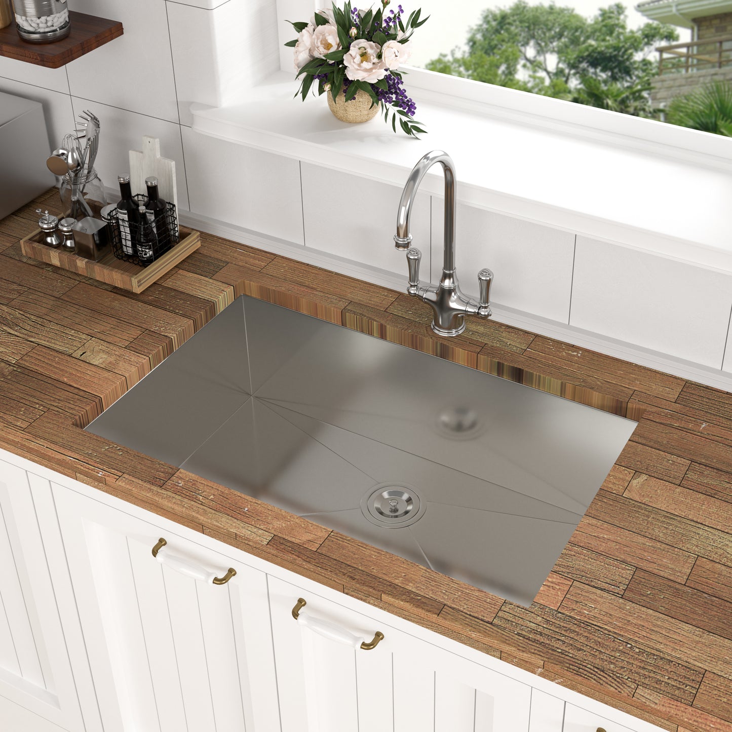 33 Inch Undermount Sink - 33"x19"x9" Undermount Stainless Steel Kitchen Sink 18 Gauge 9 Inch Deep Single Bowl Kitchen Sink Basin