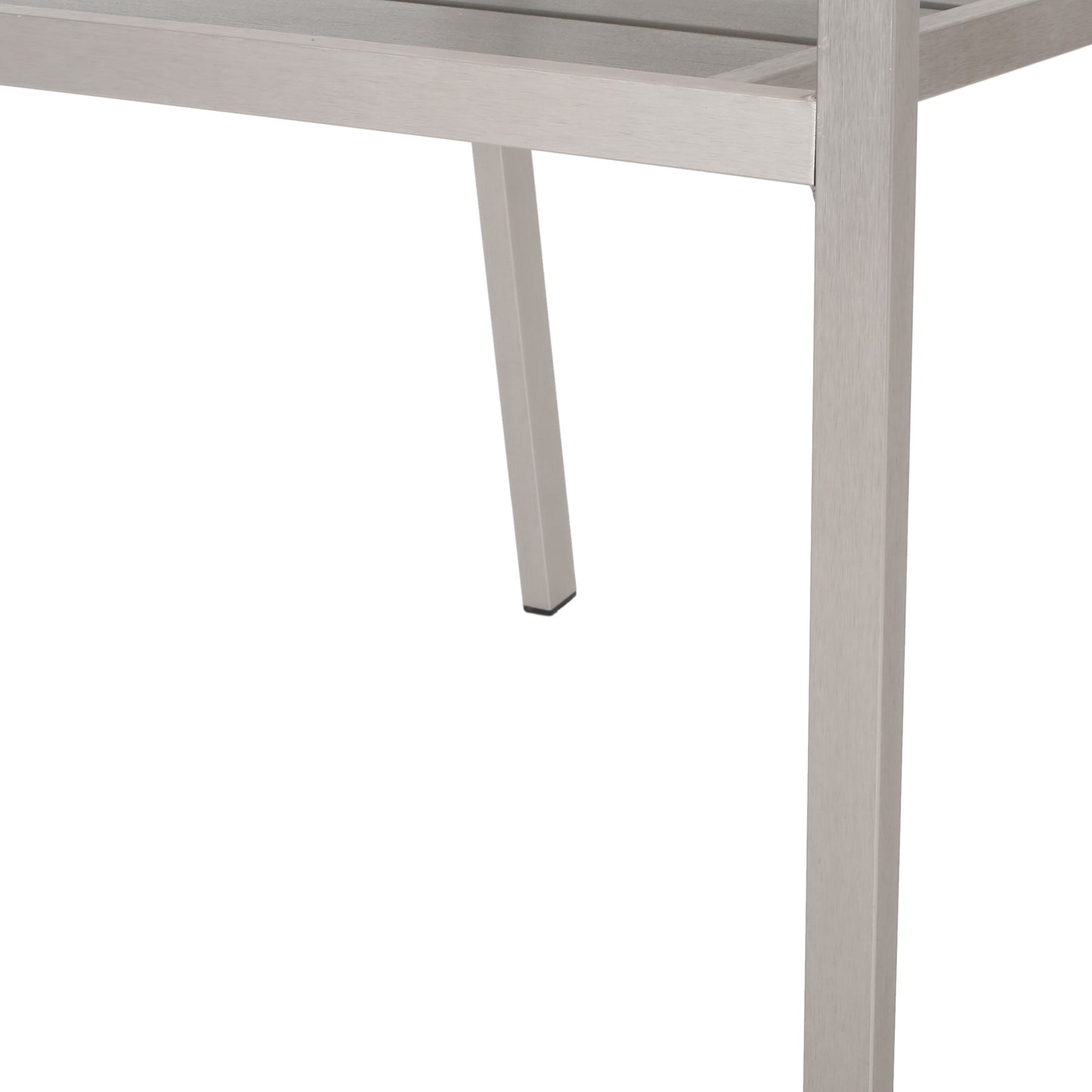 Outdoor Modern Aluminum Dining Chair with Faux Wood Seat (Set of 2), Gray and Silver