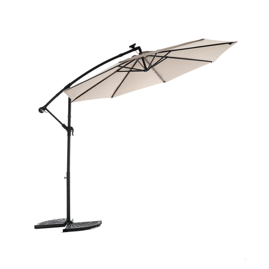 10ft Solar LED Offset Hanging Market Patio Umbrella