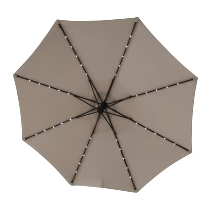 10ft Solar LED Offset Hanging Market Patio Umbrella