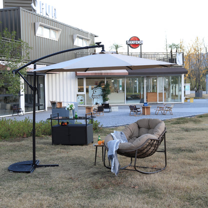 10ft Solar LED Offset Hanging Market Patio Umbrella