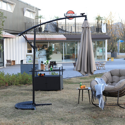 10ft Solar LED Offset Hanging Market Patio Umbrella