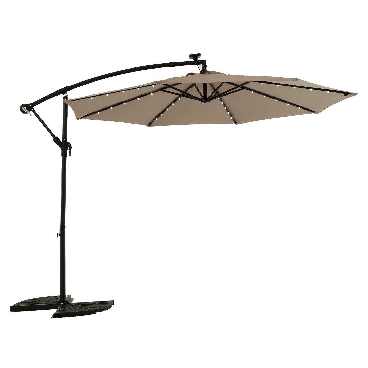 10ft Solar LED Offset Hanging Market Patio Umbrella
