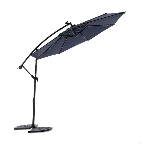 10ft Solar LED Offset Hanging Market Patio Umbrella