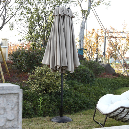 14.8 Ft Double Sided Outdoor Umbrella Rectangular Large with Crank ( khaki )