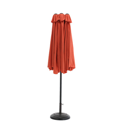 14.8 Ft Double Sided Outdoor Umbrella Rectangular Large with Crank ( Orange )