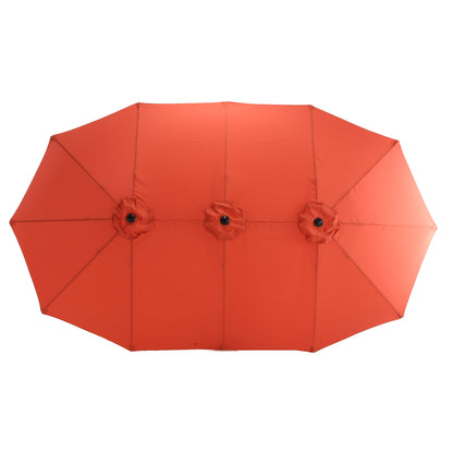 14.8 Ft Double Sided Outdoor Umbrella Rectangular Large with Crank ( Orange )