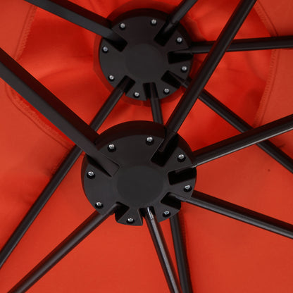 14.8 Ft Double Sided Outdoor Umbrella Rectangular Large with Crank ( Orange )