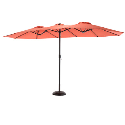 14.8 Ft Double Sided Outdoor Umbrella Rectangular Large with Crank ( Orange )