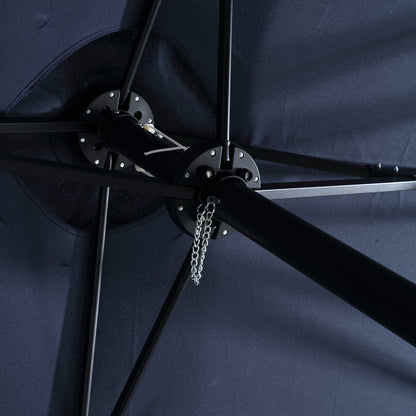 14.8 Ft Double Sided Outdoor Umbrella Rectangular Large with Crank ( Navy blue )