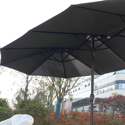 14.8 Ft Double Sided Outdoor Umbrella Rectangular Large with Crank ( Navy blue )