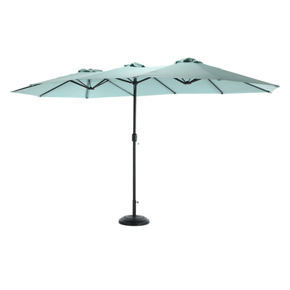 14.8 Ft Double Sided Outdoor Umbrella Rectangular Large with Crank ( Light green )