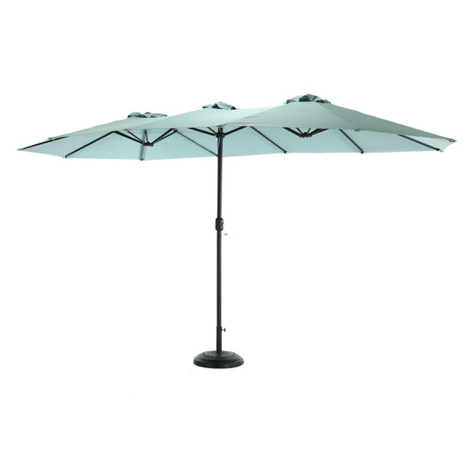 14.8 Ft Double Sided Outdoor Umbrella Rectangular Large with Crank ( Light green )