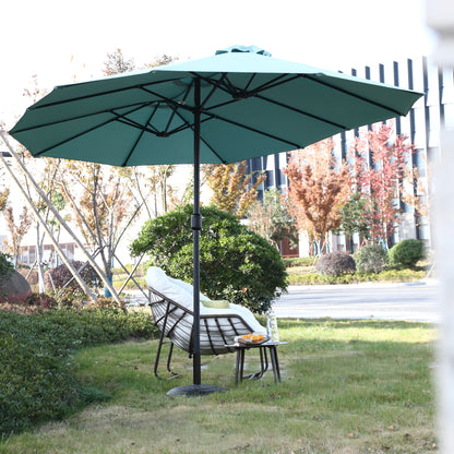 14.8 Ft Double Sided Outdoor Umbrella Rectangular Large with Crank ( Light green )