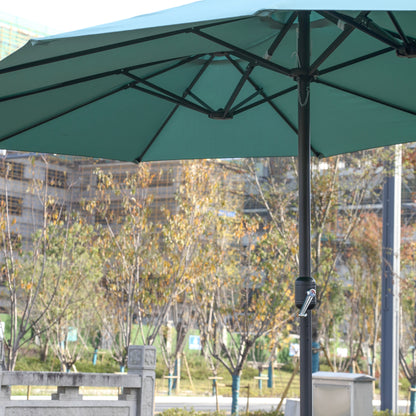 14.8 Ft Double Sided Outdoor Umbrella Rectangular Large with Crank ( Light green )