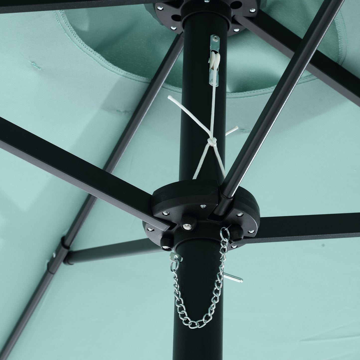 14.8 Ft Double Sided Outdoor Umbrella Rectangular Large with Crank ( Light green )