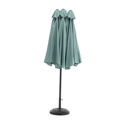 14.8 Ft Double Sided Outdoor Umbrella Rectangular Large with Crank ( Light green )