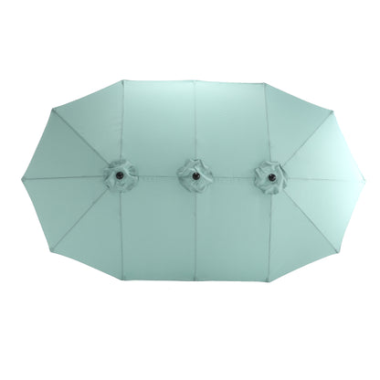 14.8 Ft Double Sided Outdoor Umbrella Rectangular Large with Crank ( Light green )
