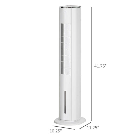 42" 2-In-1 Evaporative Air Cooler, Portable Cooling Fan for Home Office with 3 Modes, 3 Speeds, Remote Control, Timer, LED Display, 1.3 Gal Water Tank, White