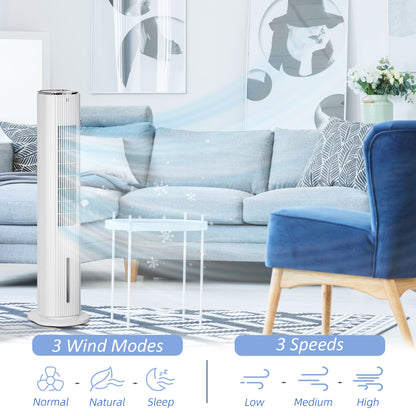 42" 2-In-1 Evaporative Air Cooler, Portable Cooling Fan for Home Office with 3 Modes, 3 Speeds, Remote Control, Timer, LED Display, 1.3 Gal Water Tank, White