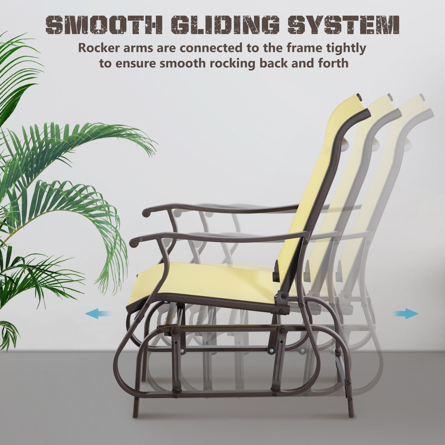 Outdoor Swing Glider Chair, Patio Mesh Rocking Chair with Steel Frame for Backyard, Garden and Porch, Beige