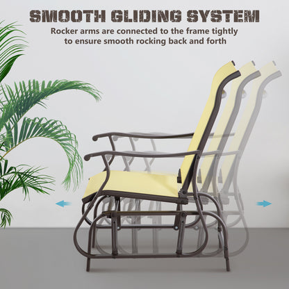 Outdoor Swing Glider Chair, Patio Mesh Rocking Chair with Steel Frame for Backyard, Garden and Porch, Beige