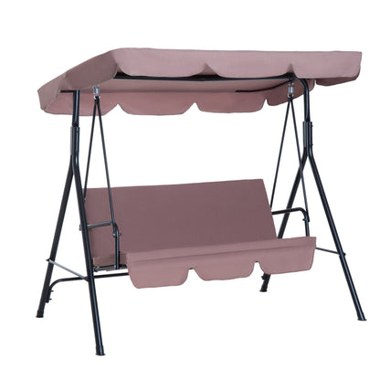 3-Seat Outdoor Patio Swing Chair with Removable Cushion, Steel Frame Stand and Adjustable Tilt Canopy for Patio, Garden, Poolside, Balcony, Backyard, Brown