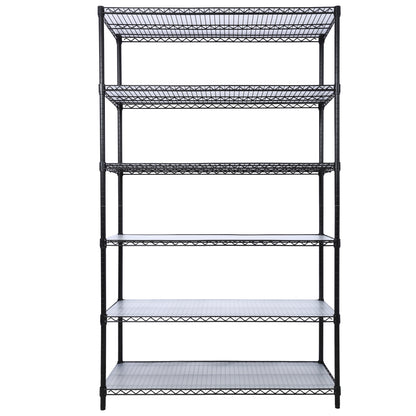 6 Tier 6000lbs Capacity NSF Metal Shelf Wire Shelving Unit, Heavy Duty Adjustable Storage Rack with Wheels & Shelf Liners for Commercial Grade Utility Steel Storage Rack, Black - 84"H x 48"L x 20"D