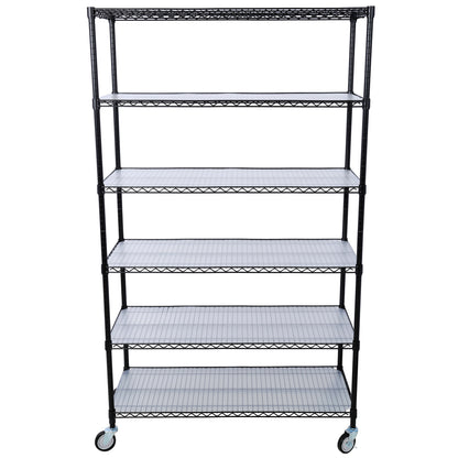 6 Tier 6000lbs Capacity NSF Metal Shelf Wire Shelving Unit, Heavy Duty Adjustable Storage Rack with Wheels & Shelf Liners for Commercial Grade Utility Steel Storage Rack, Black - 84"H x 48"L x 20"D
