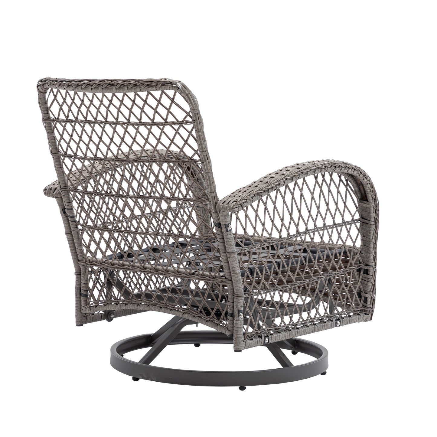 3 Pieces Outdoor Swivel Rocker Patio Chairs, 360 Degree Rocking Patio Conversation Set with Thickened Cushions and Glass Coffee Table for Backyard, Blue