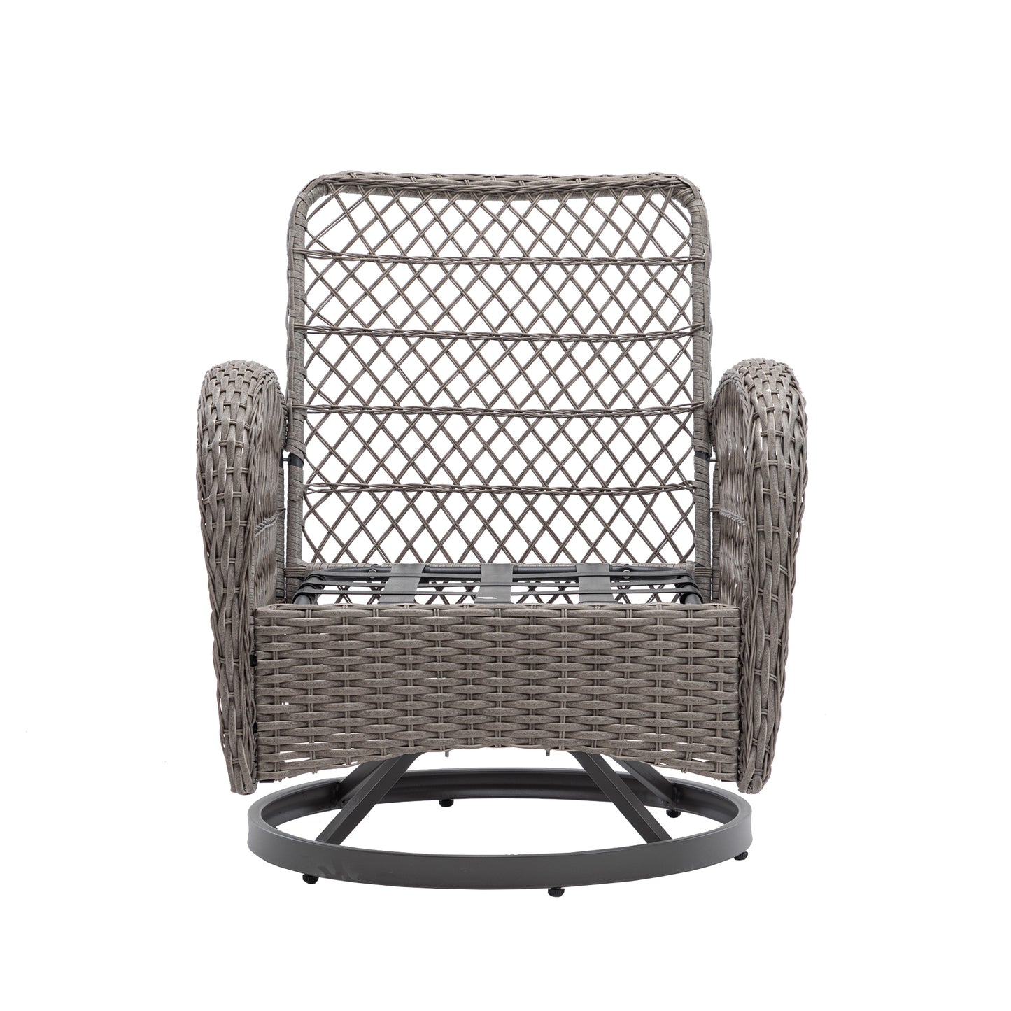 3 Pieces Outdoor Swivel Rocker Patio Chairs, 360 Degree Rocking Patio Conversation Set with Thickened Cushions and Glass Coffee Table for Backyard, Blue