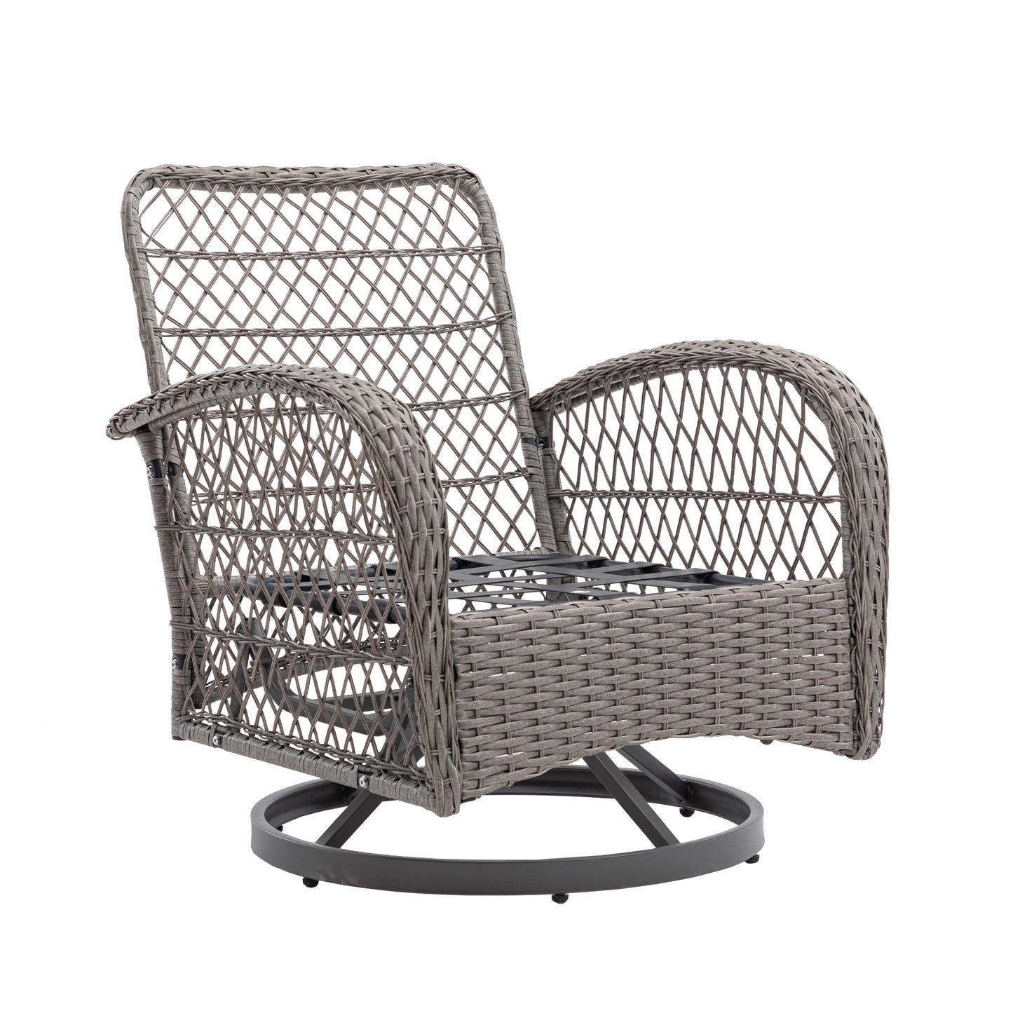 3 Pieces Outdoor Swivel Rocker Patio Chairs, 360 Degree Rocking Patio Conversation Set with Thickened Cushions and Glass Coffee Table for Backyard, Blue