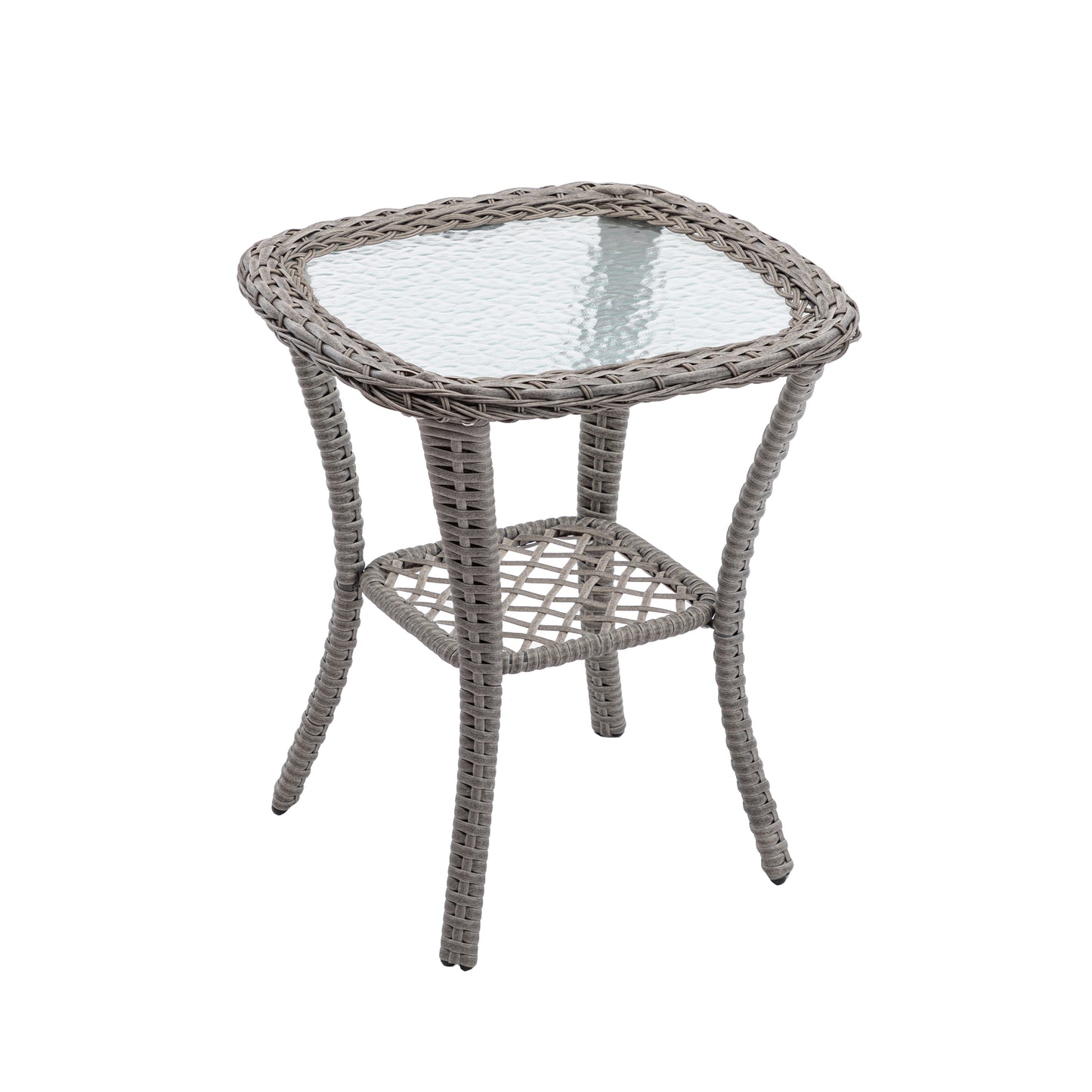 3 Pieces Outdoor Swivel Rocker Patio Chairs, 360 Degree Rocking Patio Conversation Set with Thickened Cushions and Glass Coffee Table for Backyard, Blue