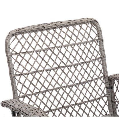 3 Pieces Outdoor Swivel Rocker Patio Chairs, 360 Degree Rocking Patio Conversation Set with Thickened Cushions and Glass Coffee Table for Backyard, Blue