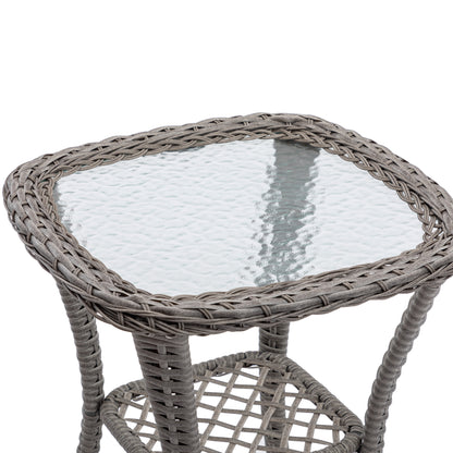 3 Pieces Outdoor Swivel Rocker Patio Chairs, 360 Degree Rocking Patio Conversation Set with Thickened Cushions and Glass Coffee Table for Backyard, Blue